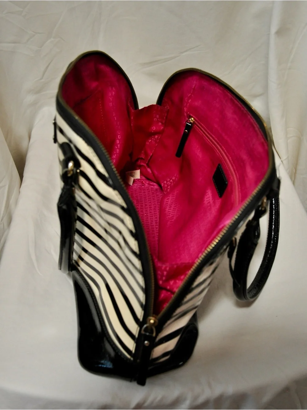 kate spade Black and White Striped Patent Tote - Picture 3 of 4